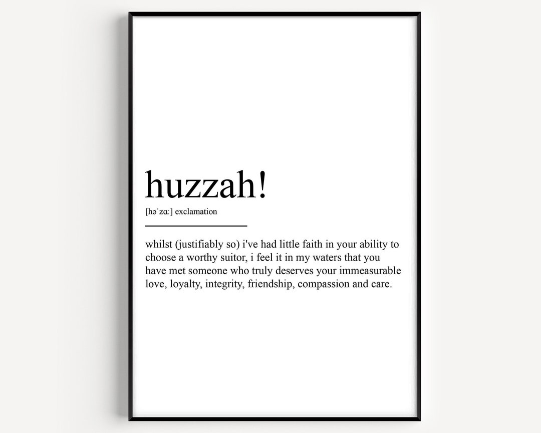 Huzzah Definition Print Etsy
