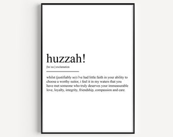 Huzzah Definition Print