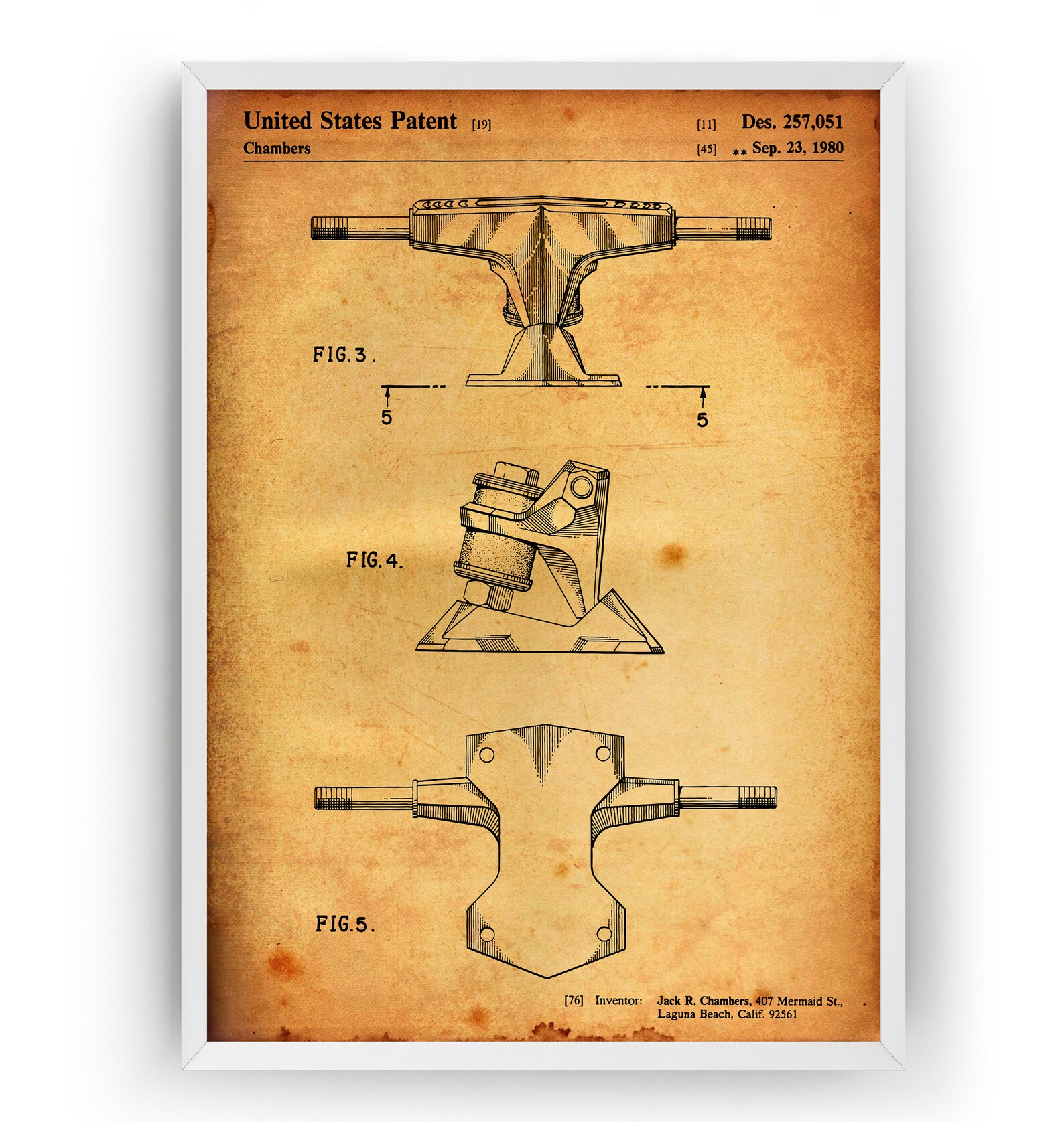 Skateboard Trucks 1980 Patent Print Wall Art Poster Blueprint Etsy