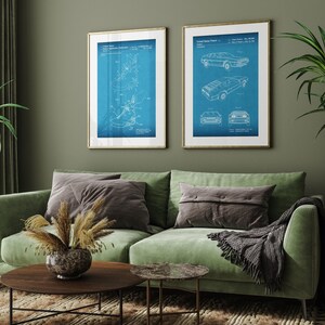 Juego de 2 láminas de patentes de películas, póster, ilustraciones de zapatillas, arte mural de películas, decoración de películas retro imagen 8