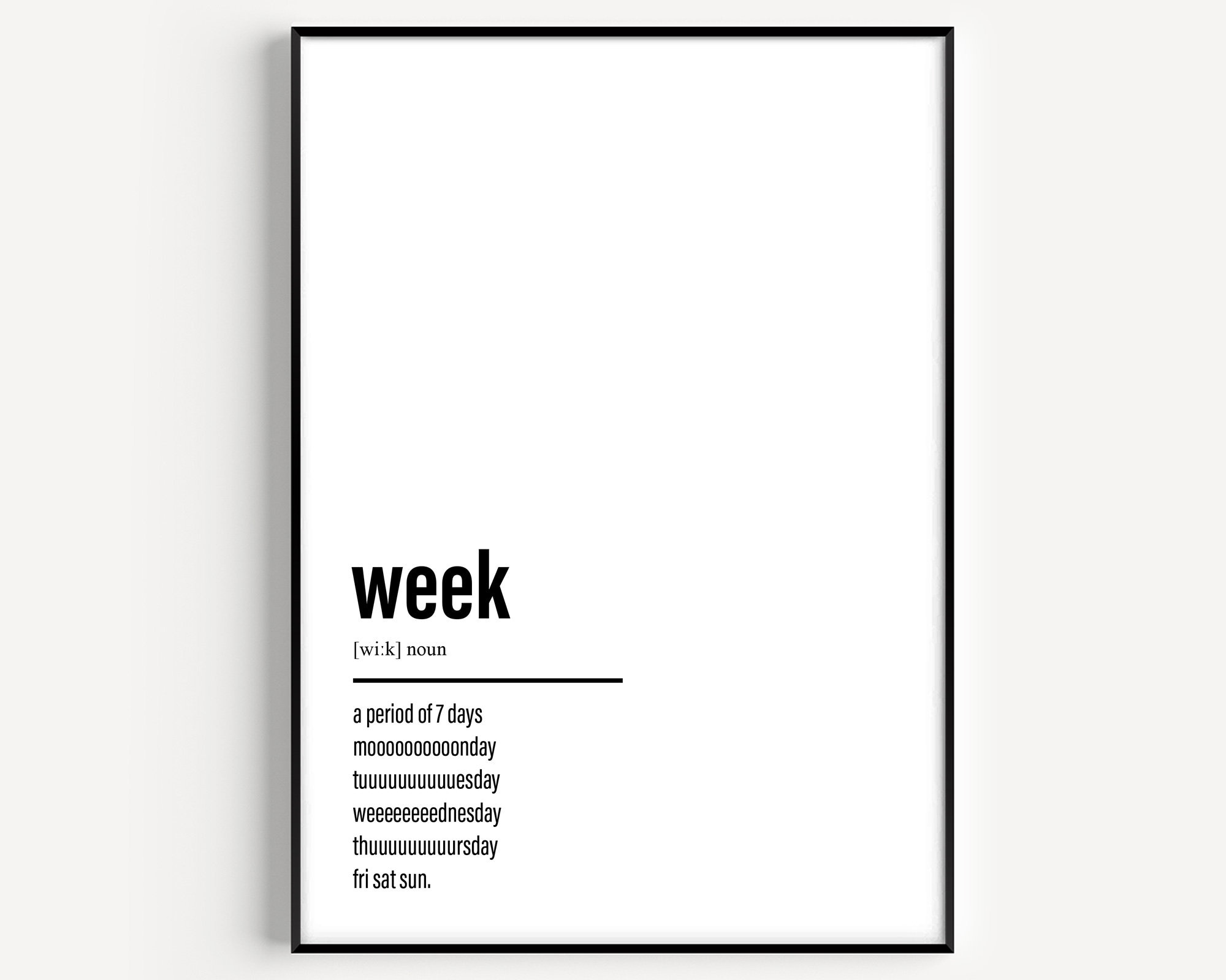 Week Definition Print - Etsy
