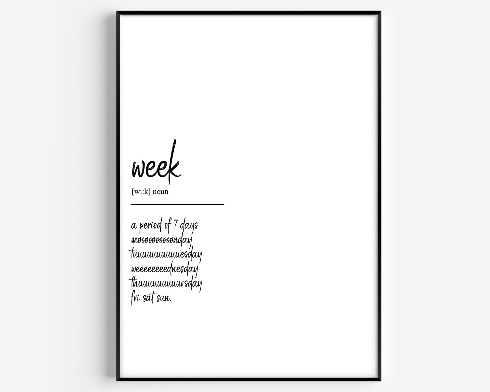 Week Definition Print - Etsy