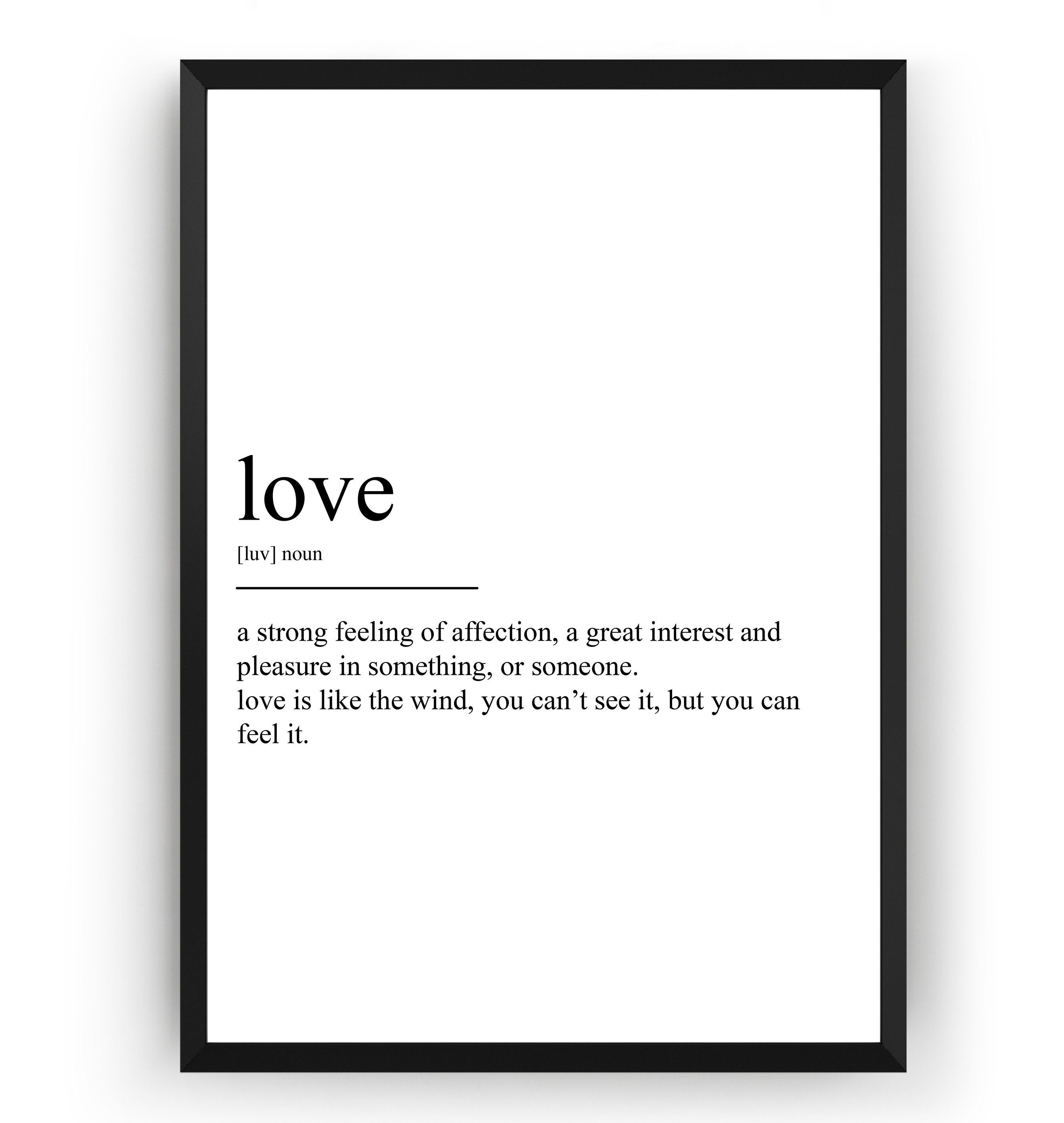 Love Definition Print Etsy