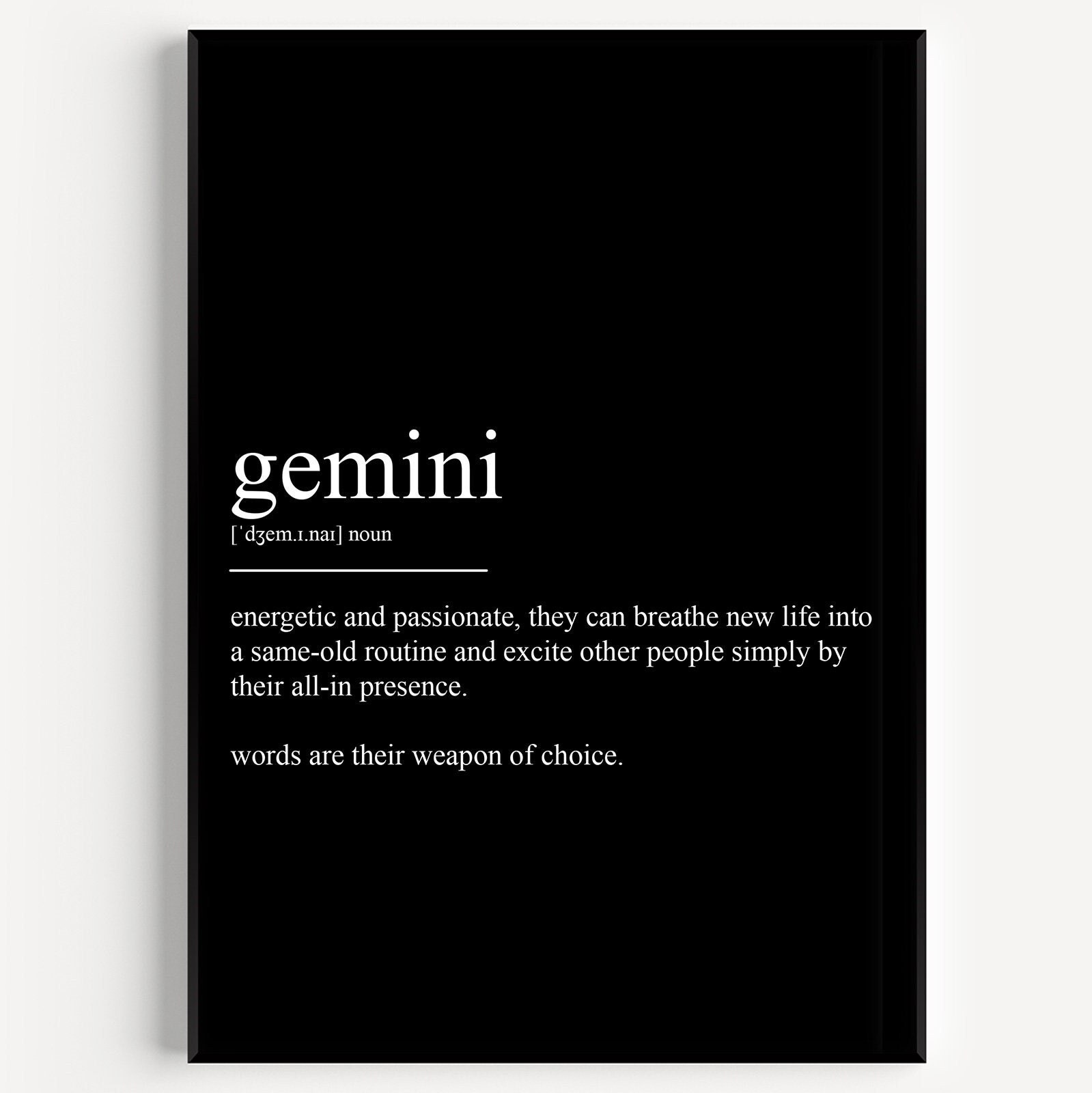 Gemini Definition Print - Etsy Finland