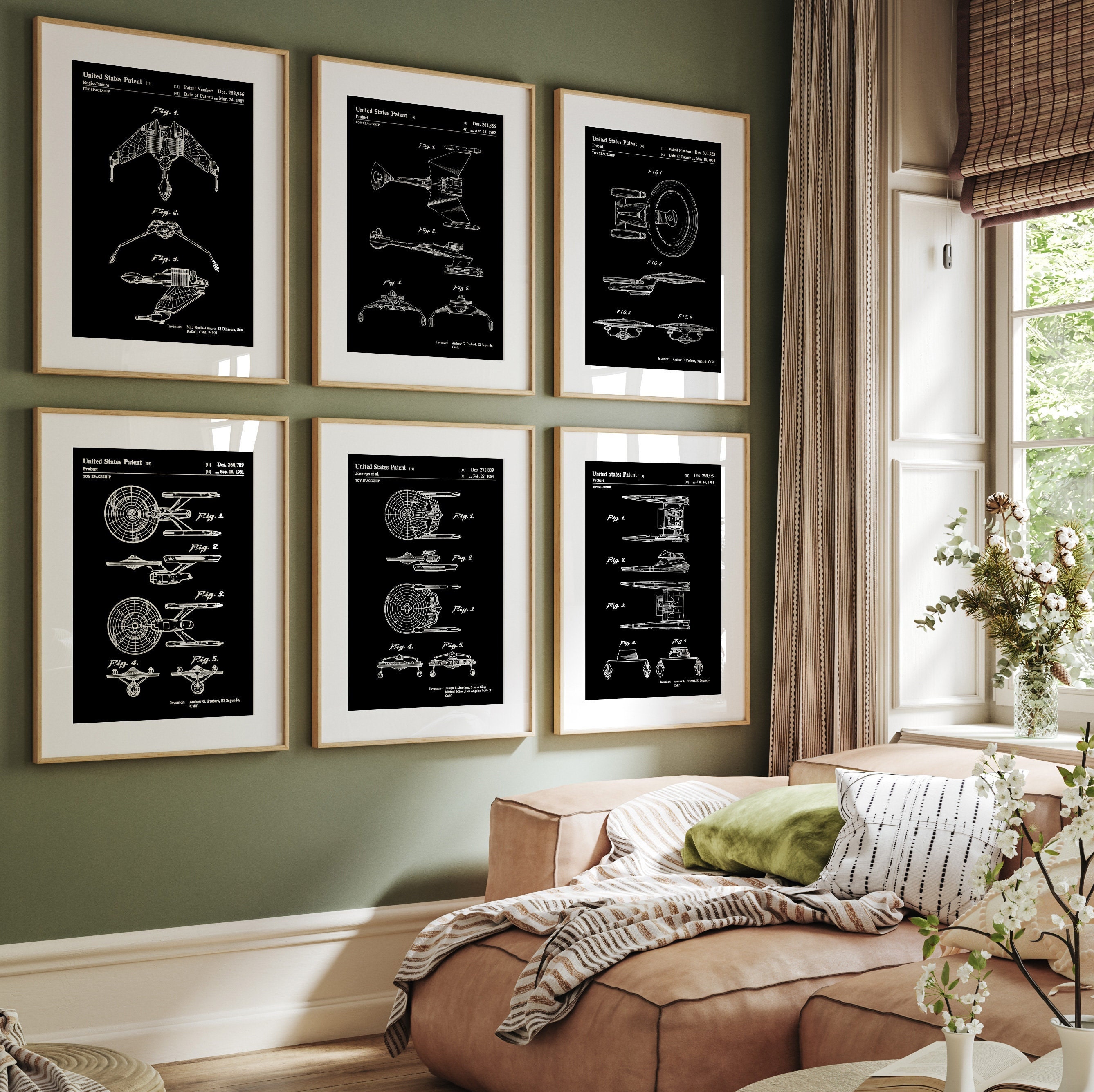 Spaceship Set of 6 Patent Prints, Wall Art, Gift, Office Decor, Space ...