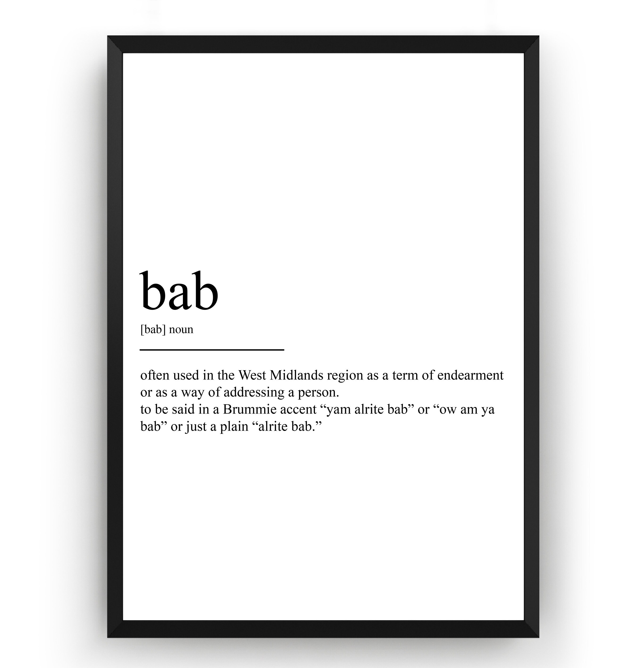 Bab Definition Print Etsy