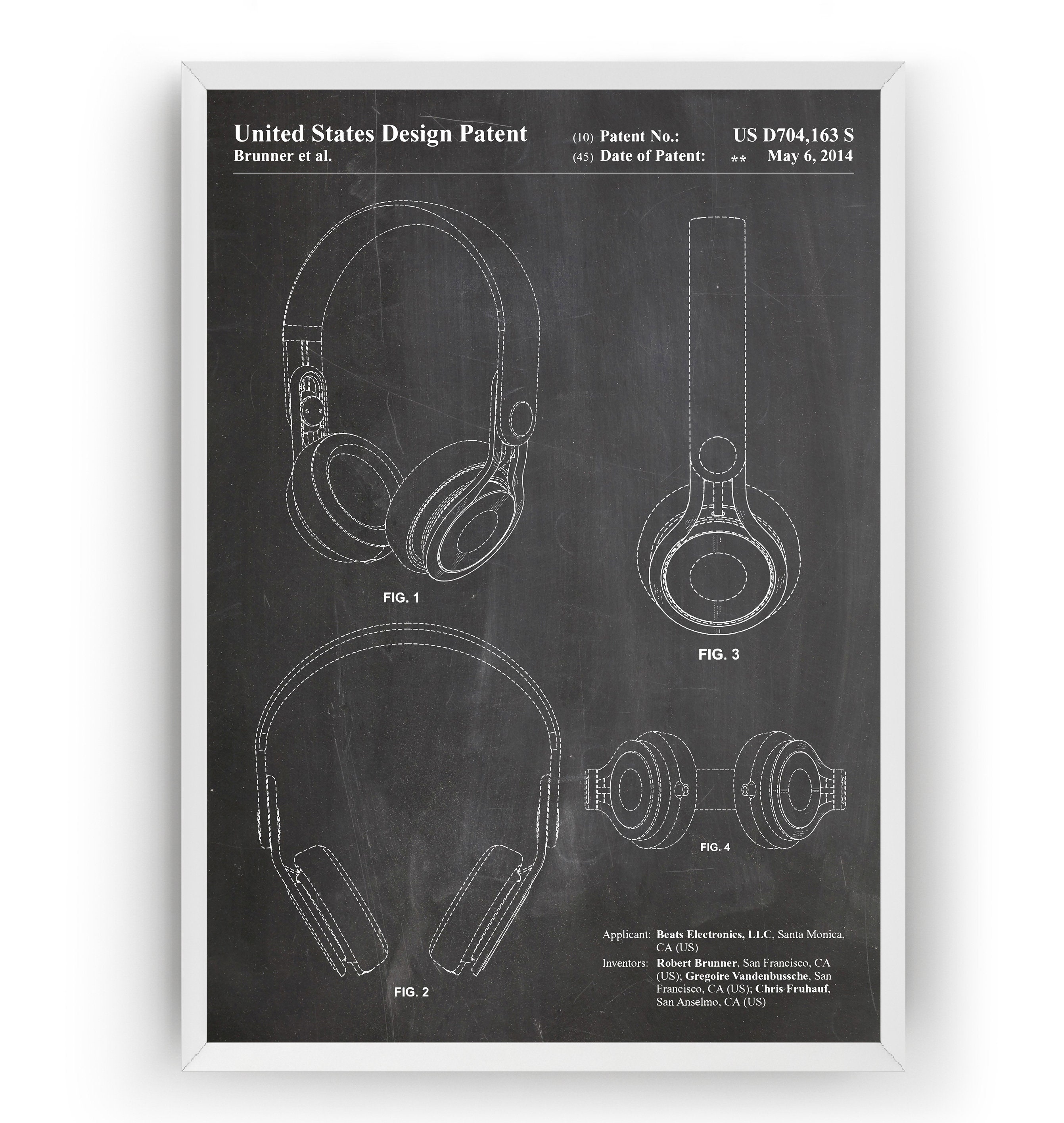 Home & Living Wall Décor Giclee Canvas Wall Art Headphones Blueprint ...