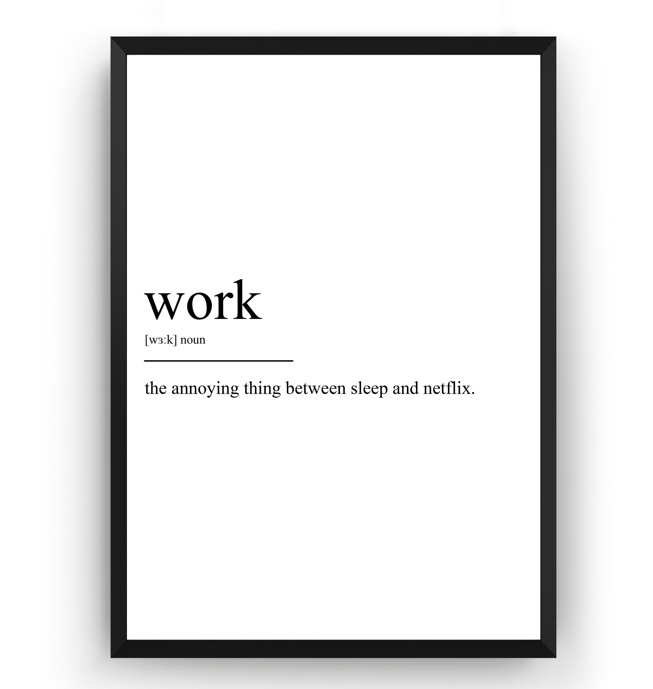 Work Definition Print Etsy