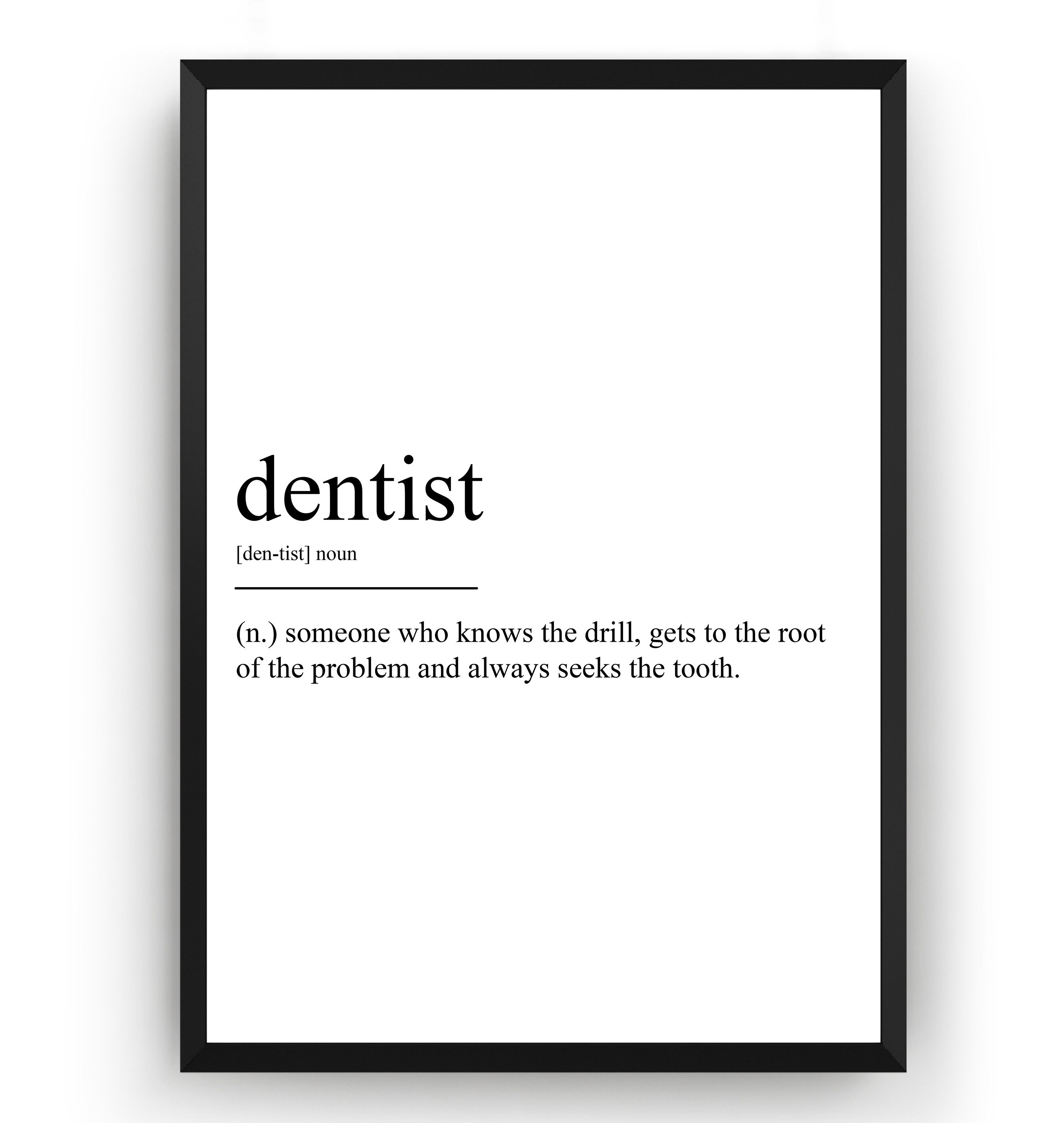Dentist Definition Print Etsy UK