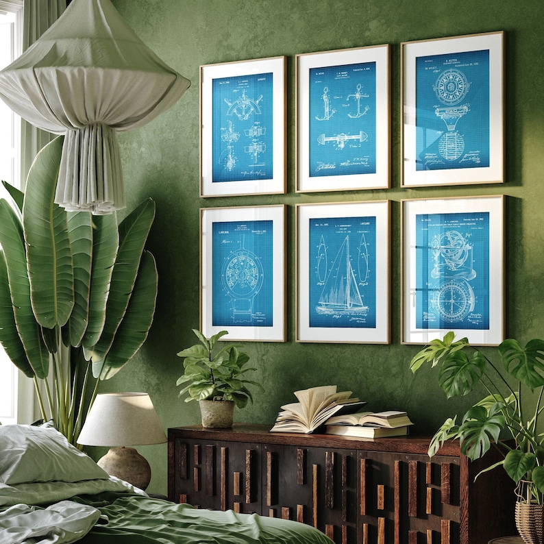 Nautical Sailing Set of 6 Patent Prints - Vintage Boat Designs Set ...