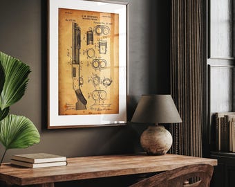 Lámina con patente de la escopeta Browning Magazine de 1897, regalo de jubilación militar, decoración del ejército, láminas para dormitorio, arte de pared para oficina.
