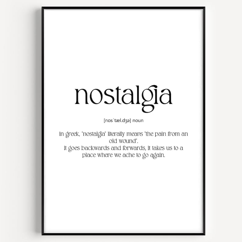 Nostalgia Definition Print - Etsy