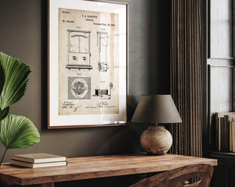 Amperímetro, impresión de patente de 1886, póster de arte mural eléctrico, planos, regalos