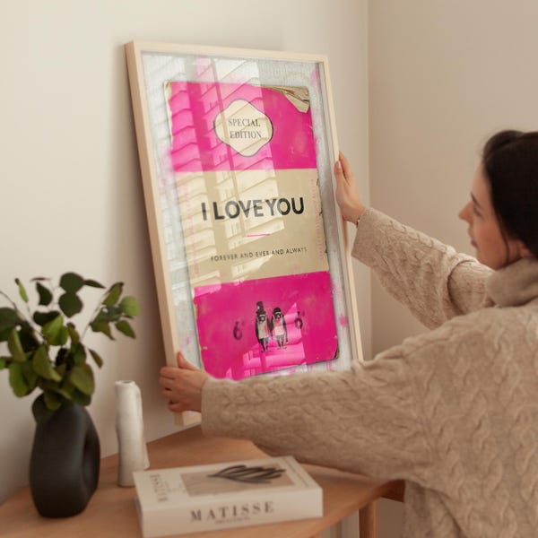 Personalised Book Cover Print (Pink) - Harland Miller - Connor Brothers Style Classic Art Poster