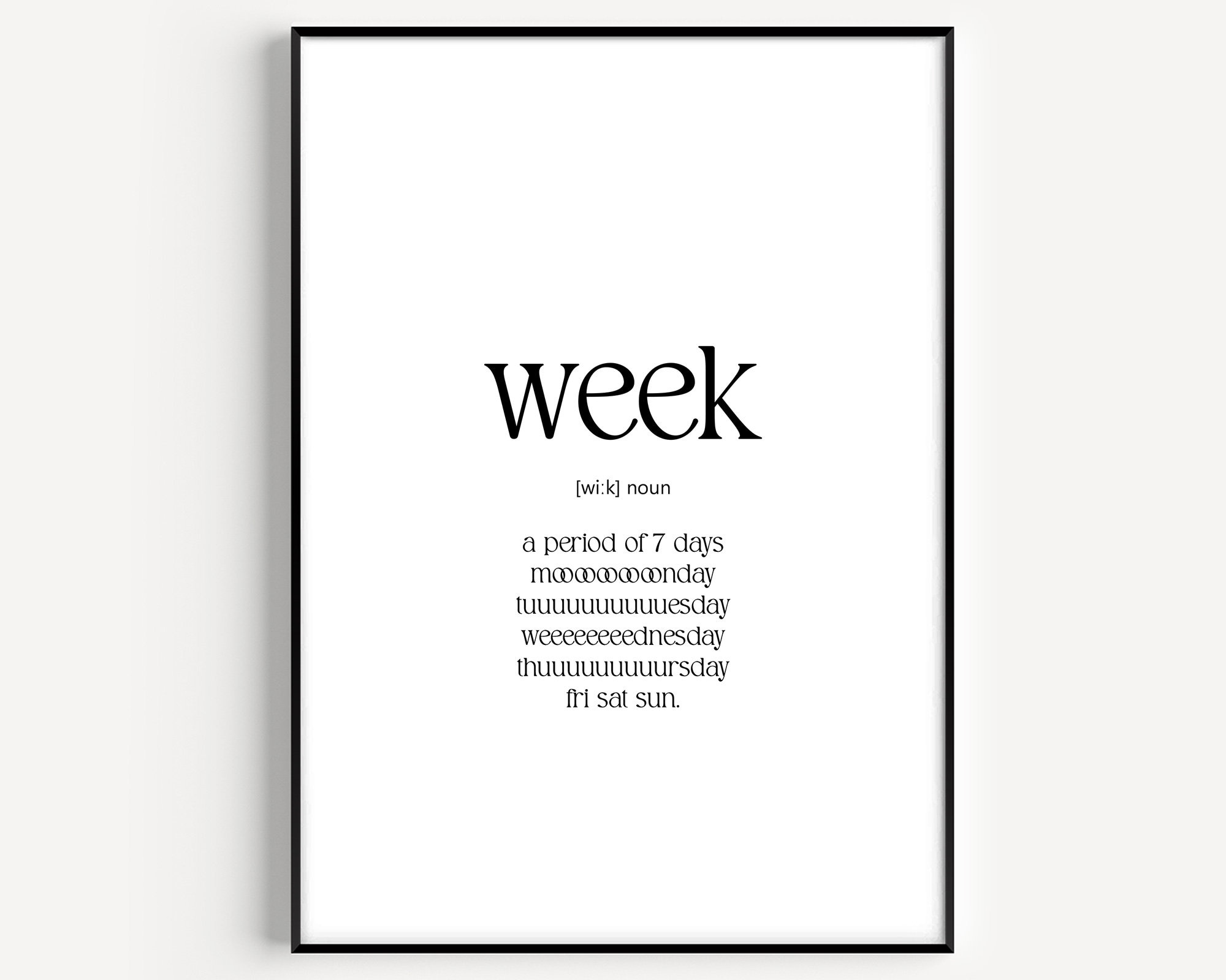 Week Definition Print - Etsy