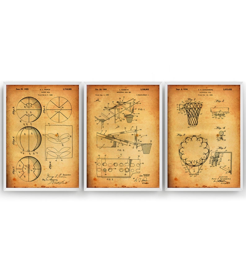 Basketball Set of 3 Patent Prints Patent Wall Art Poster Etsy UK