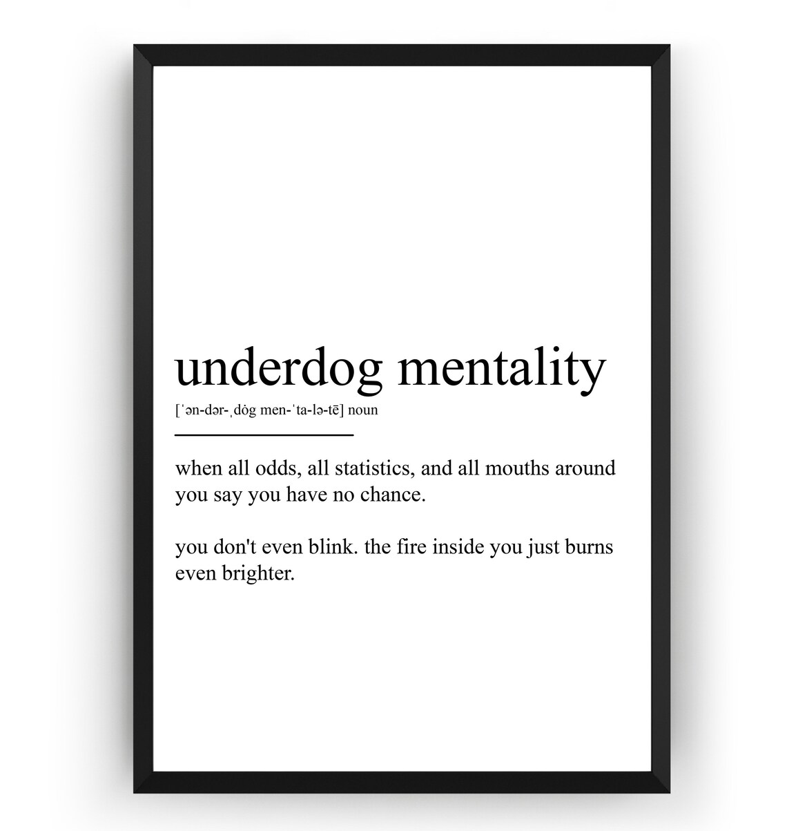 Underdog Mentality Definition Print - Etsy UK