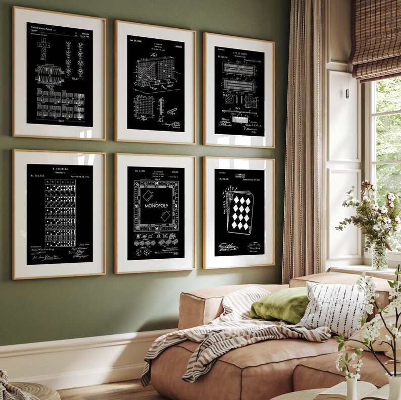 Board Game Set of 6 Patent Prints: Battleship, Monopoly & More - Retro ...