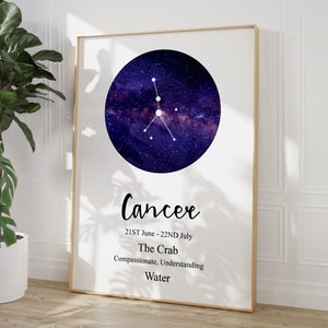 Cancer Zodiac Astrology Constellation Print image 1