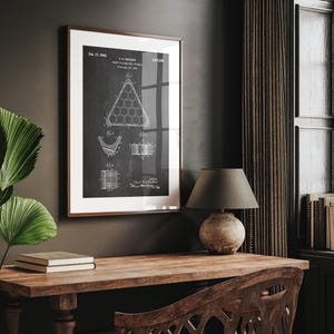 Pool Billiards Triangle 1942 Patent Print, Games Room Wall Art Poster Blueprint Gifts