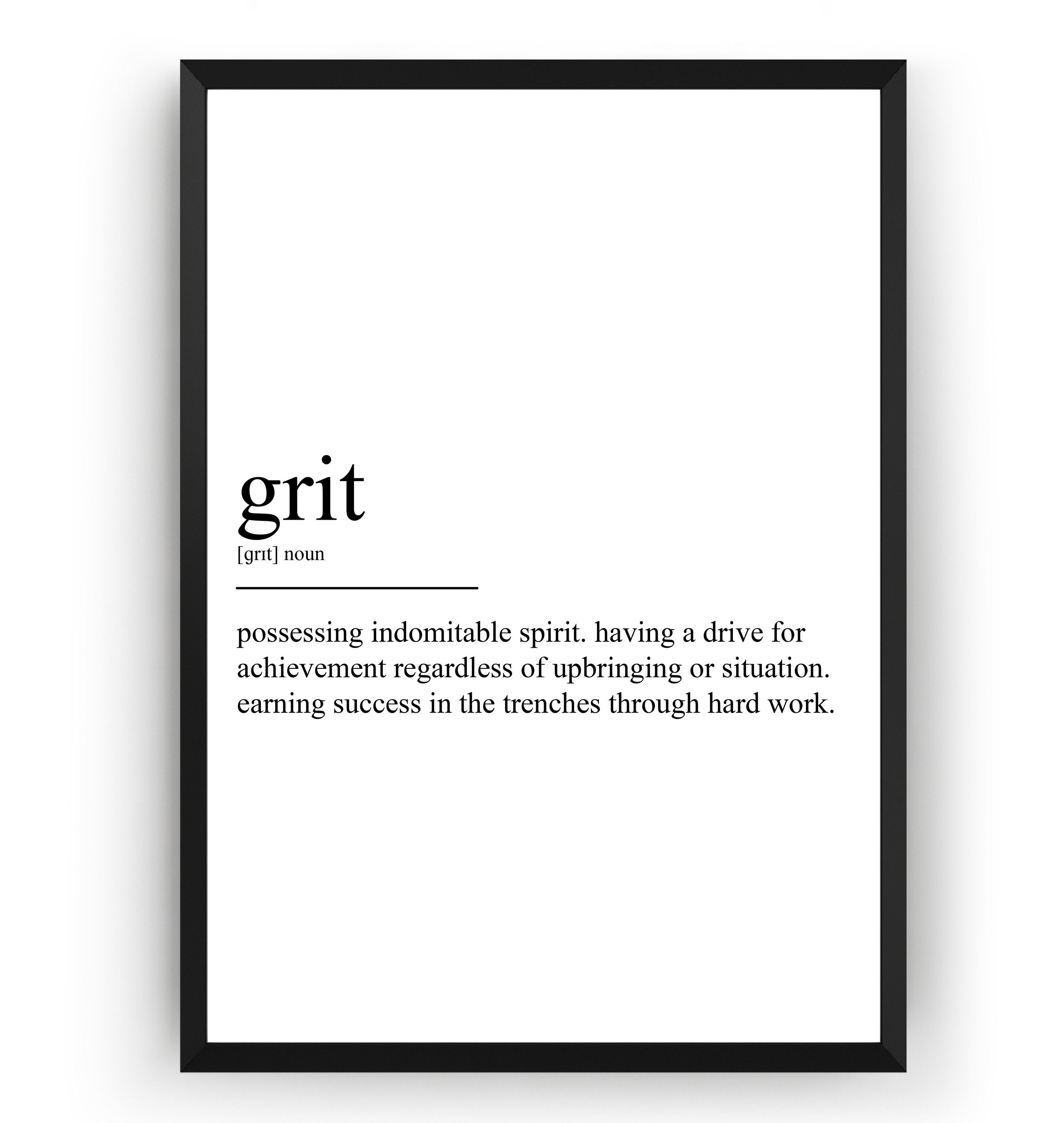Grit Definition Print Etsy