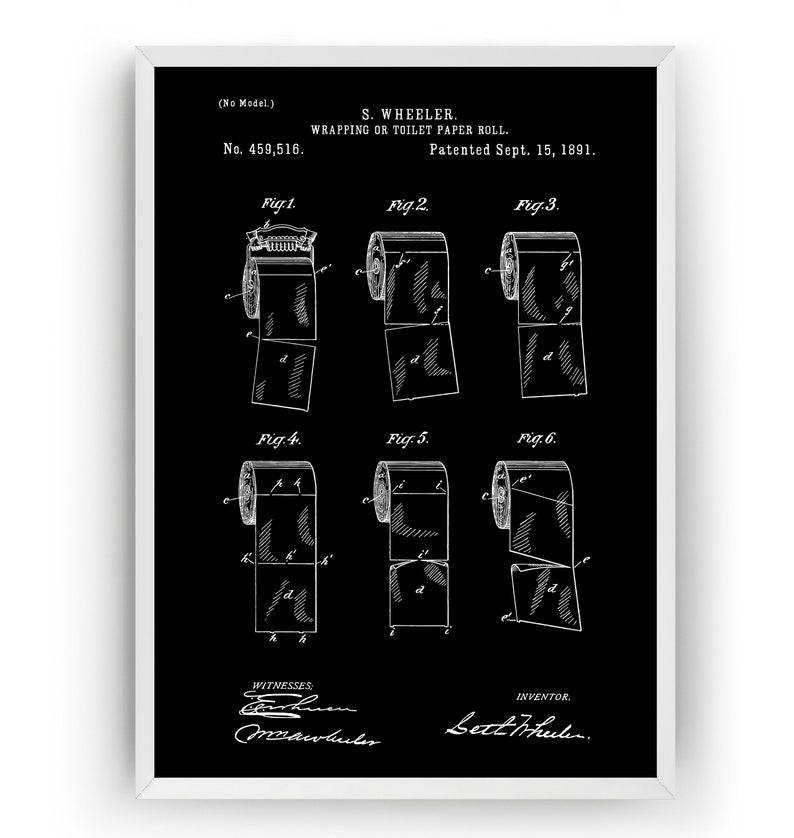 Toilet Paper Roll 1891 Patent Print Wall Art Poster Bathroom - Etsy UK