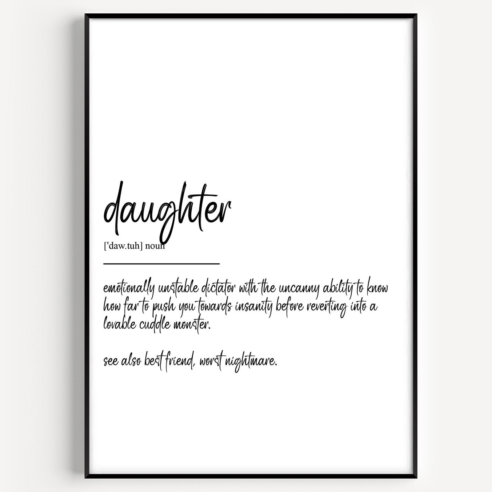 Daughter Definition Print - Version 2 - Etsy