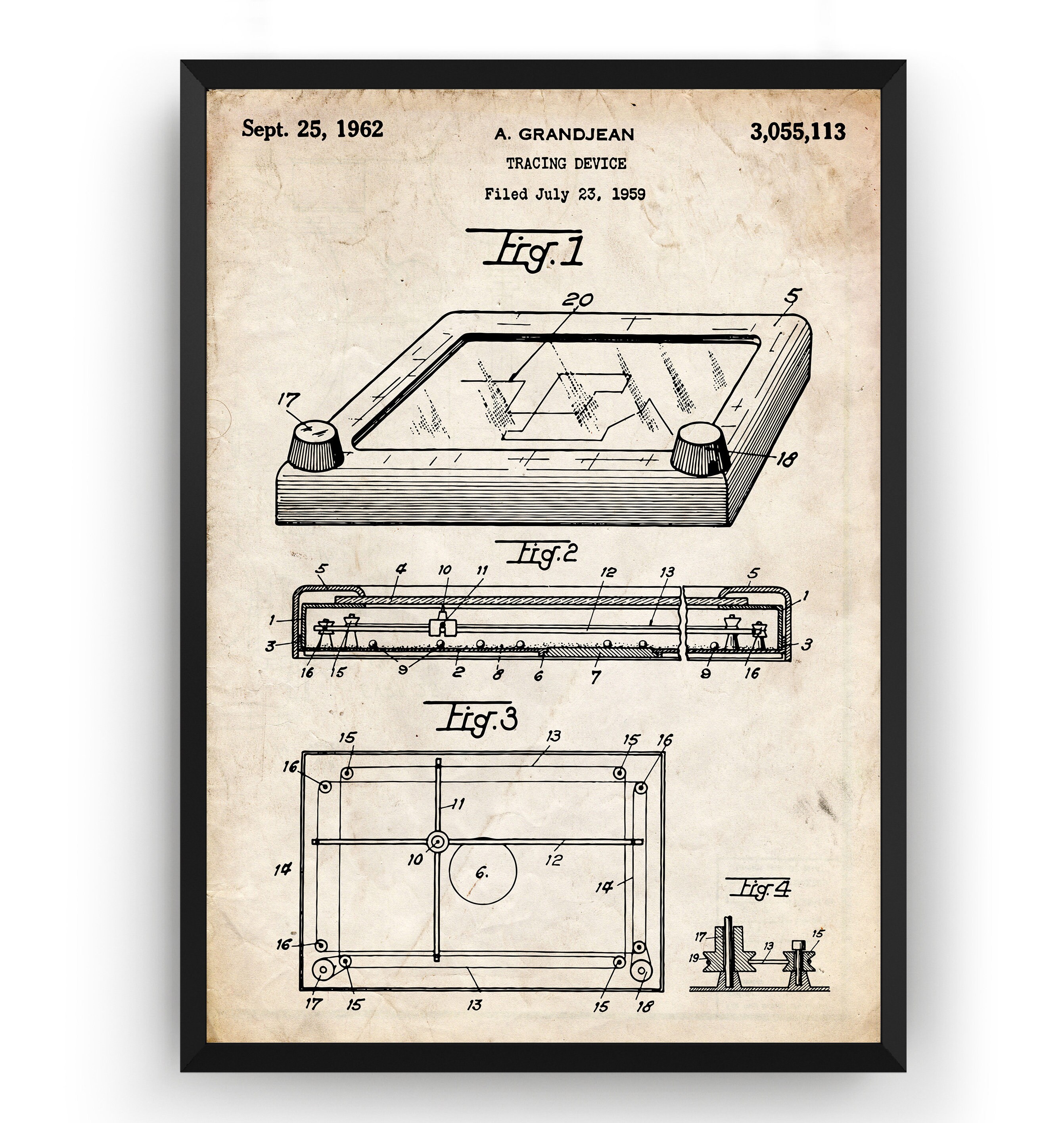 Etch A Sketch 1962 Patent Print Wall Art Poster Blueprint - Etsy