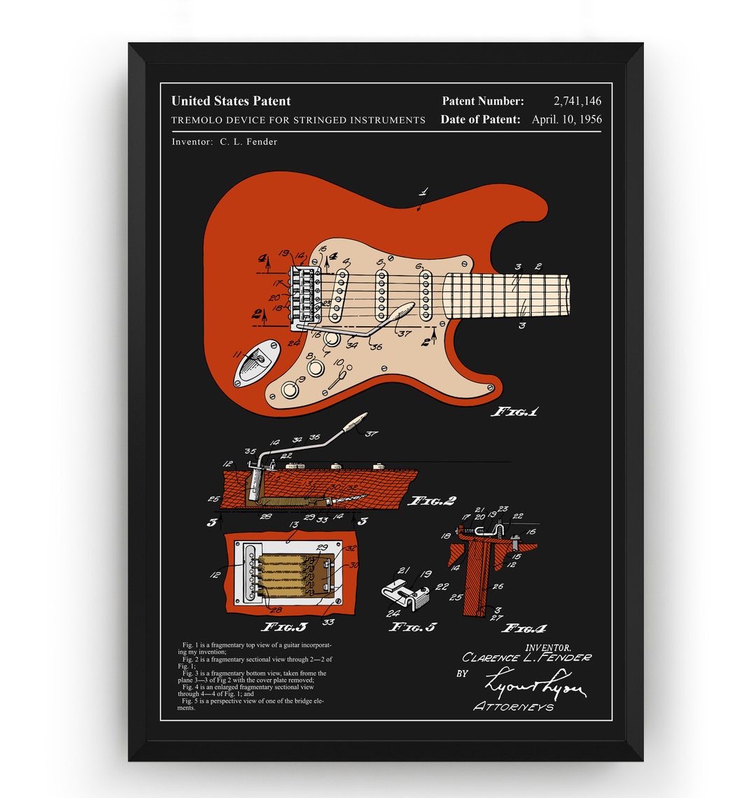 Studio 21 Graphix 1954 Fender Stratocaster Guitar Patent