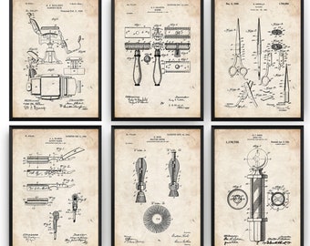 Scissors comb barber/'s 1901 hairstyle barber barbershop shave saloon print wall art poster bedroom patent vintage retro gift birthday