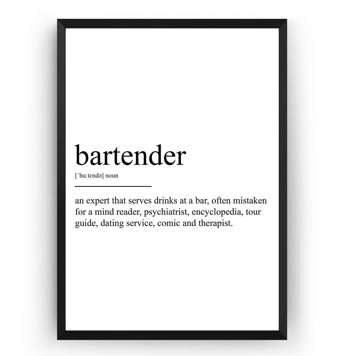Bartender Definition Print Version 2 - Etsy