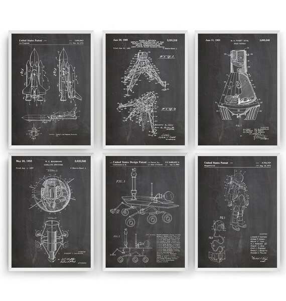 NASA Blueprint Posters Space Ships Blueprints Space Wall Art INSTANT