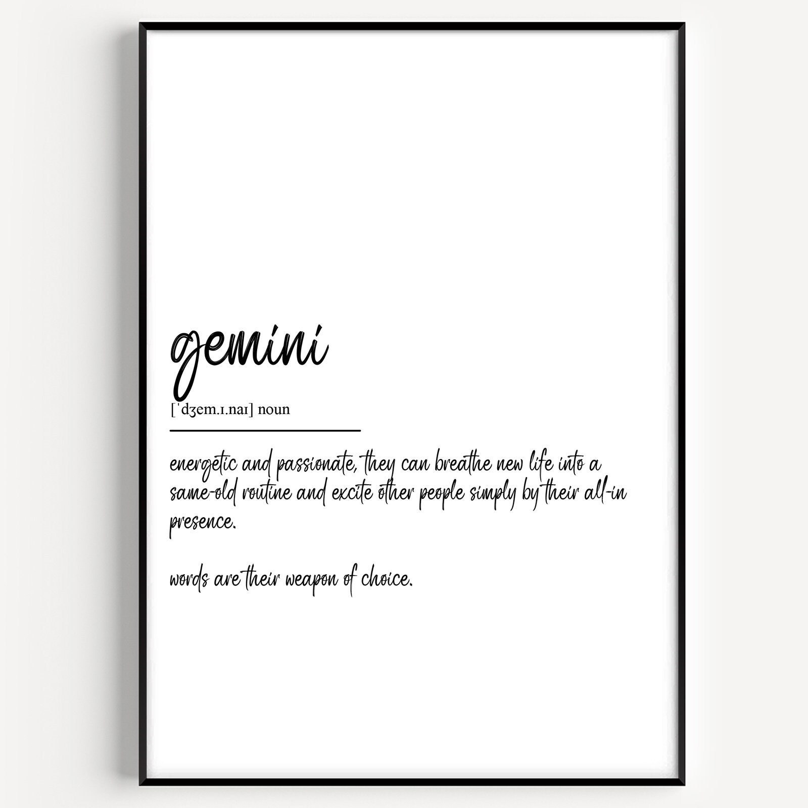 Gemini Definition Print - Etsy Finland