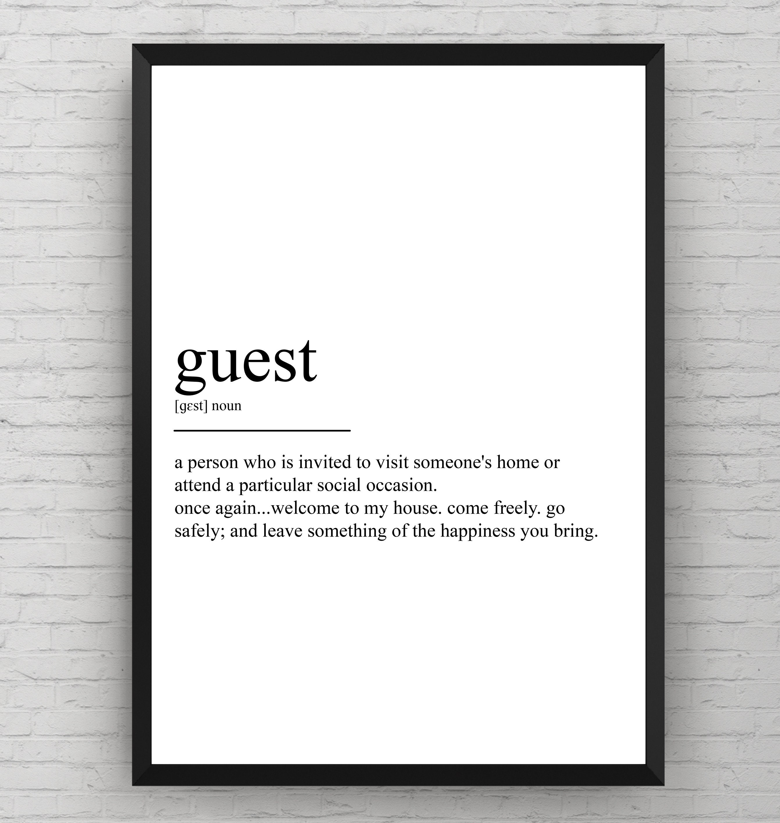 Guest Definition Print Etsy