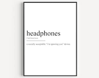 Headphones Definition Print