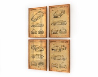 CNTG Design Poster Sportive Da Parete, Set 4 Stampe Auto Da Corsa, Moderne Per Camera Ragazzi, 20x25 Cm