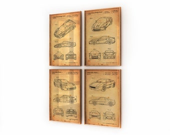 CNTG Design Poster Sportive Da Parete, Set 4 Stampe Auto Da Corsa, Moderne Per Camera Ragazzi, 20x25 Cm