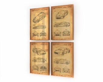 CNTG Design Poster Sportive Da Parete, Set 4 Stampe Auto Da Corsa, Moderne Per Camera Ragazzi, 20x25 Cm