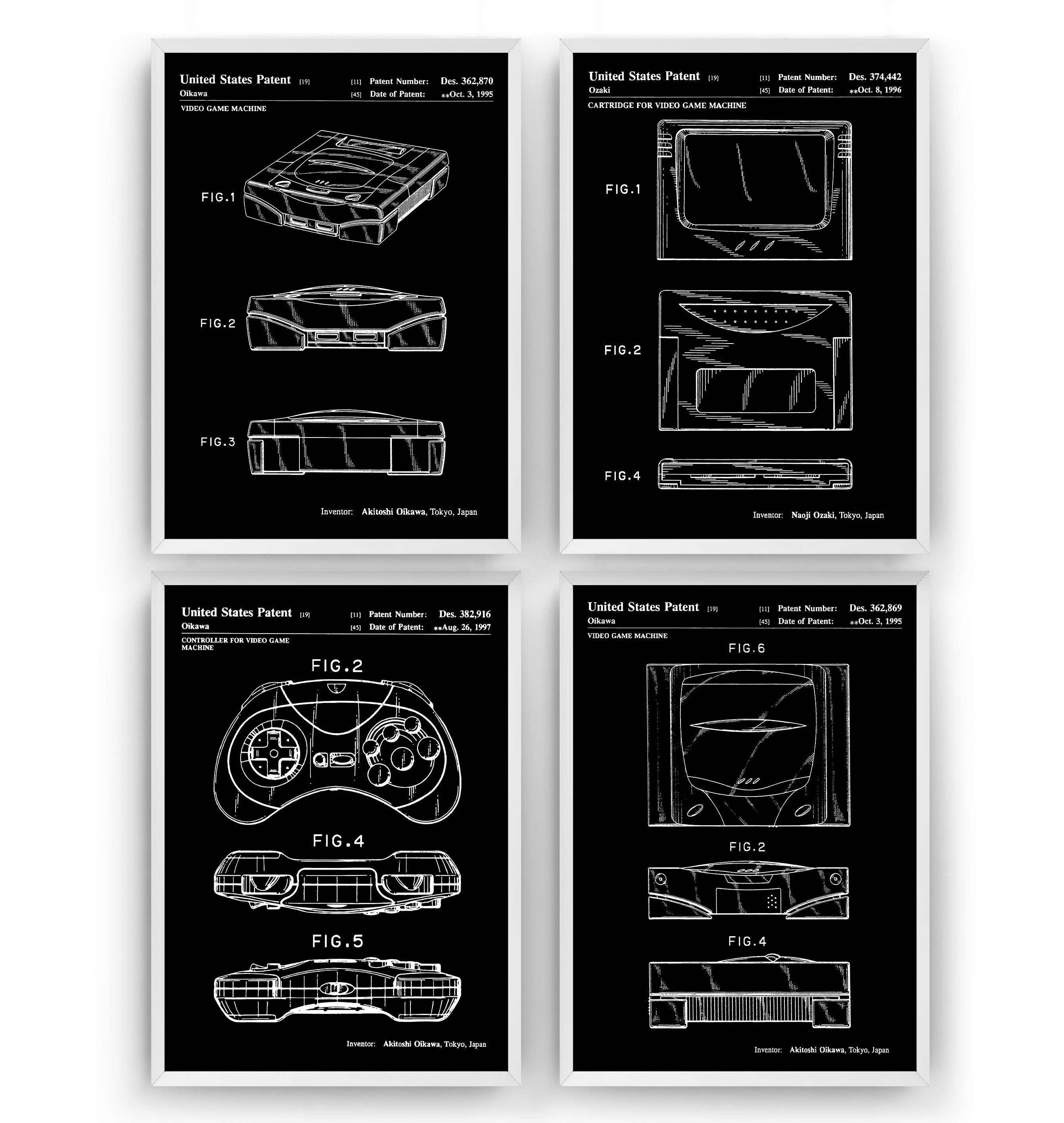 SEGA Saturn Set Of 4 Patent Prints Mega Drive Gaming Wall Art | Etsy