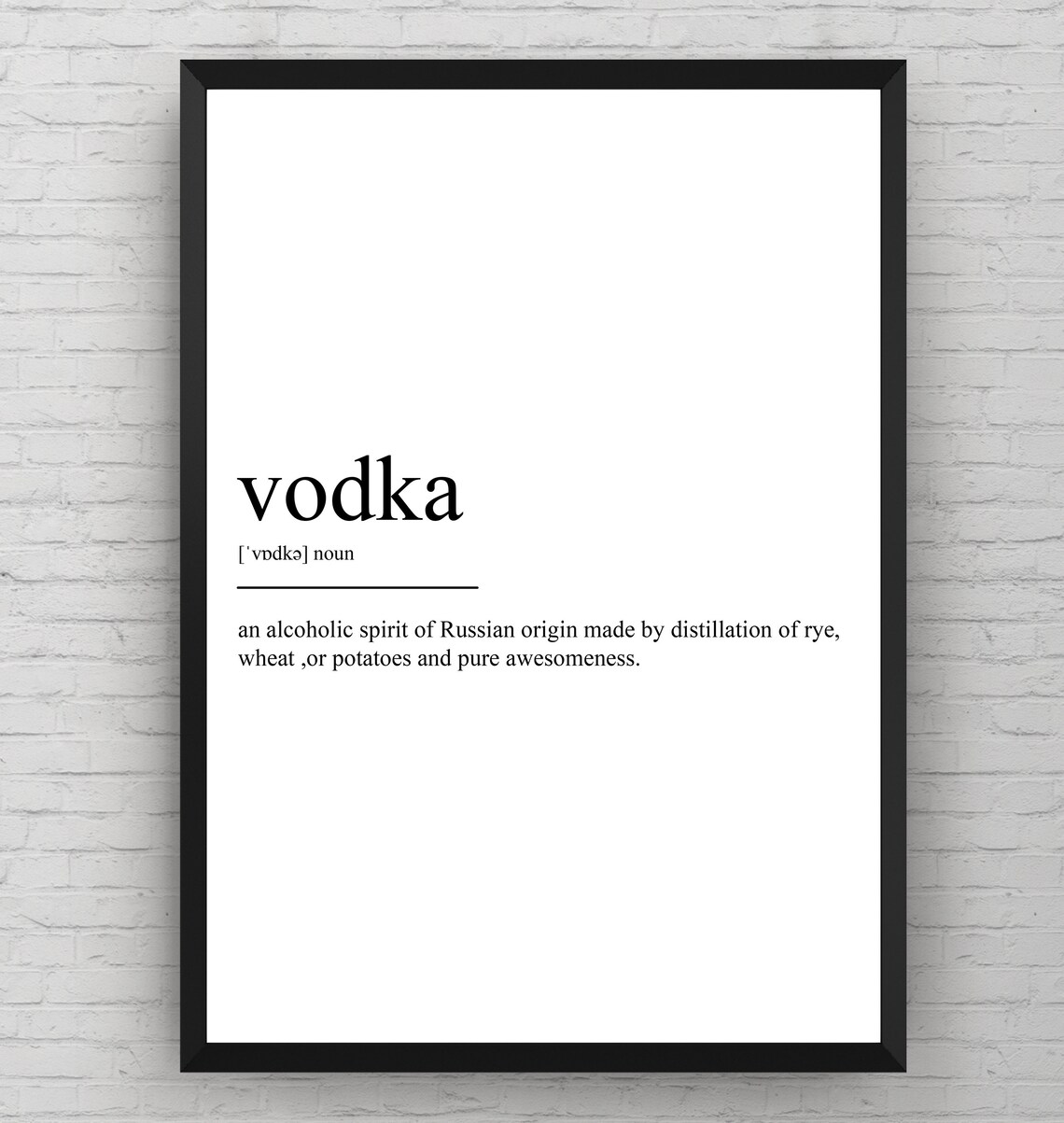 Vodka Definition Print Etsy