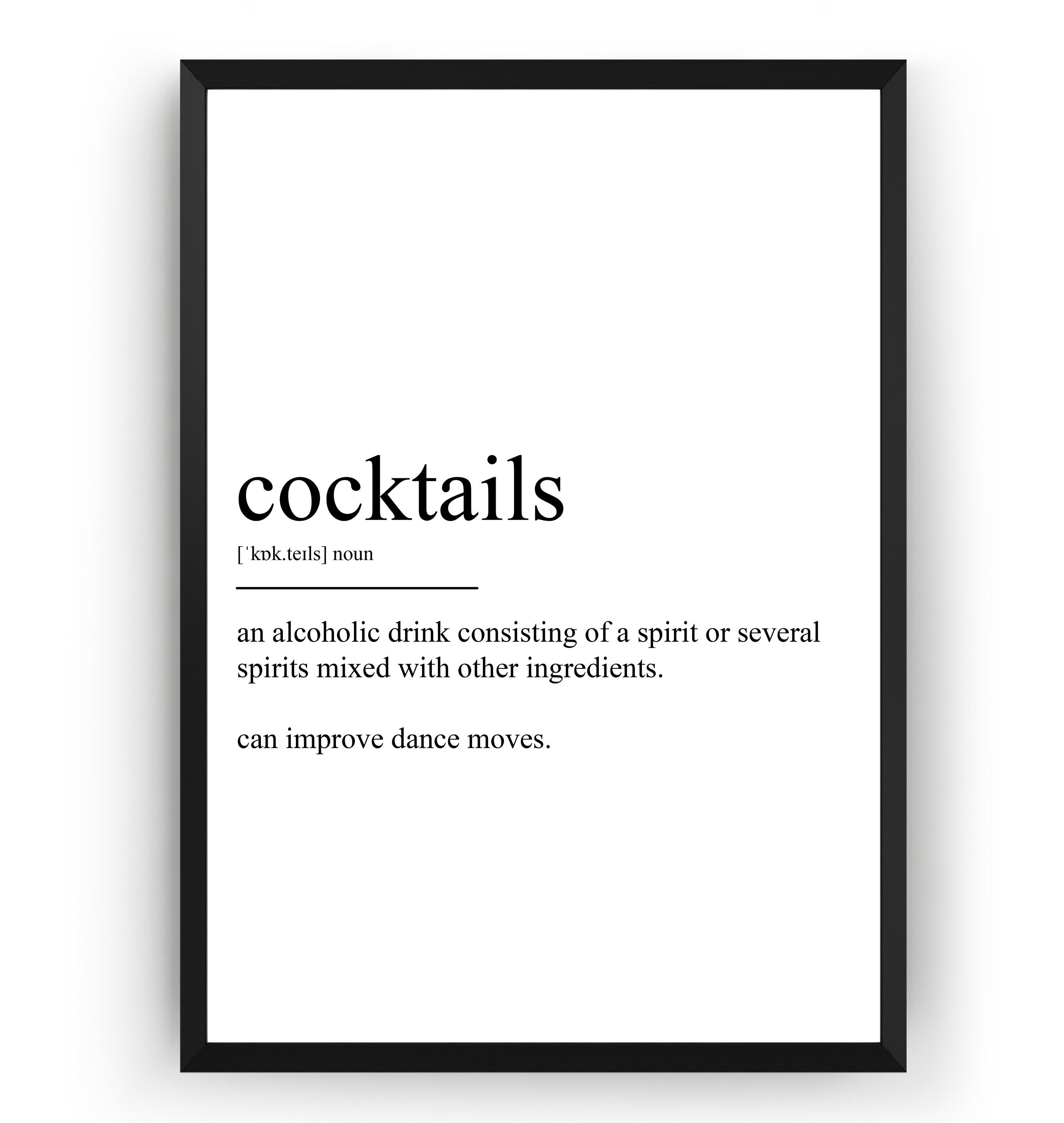 Cocktails Definition Print Etsy UK