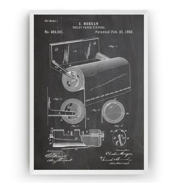 Toilet Paper Fixture 1892 Patent Print Wall Art Poster | Etsy