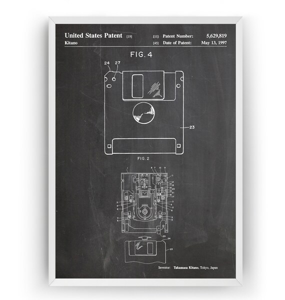 Floppy Disk 1997 Patent Print Wall Art Poster Computer Office Etsy
