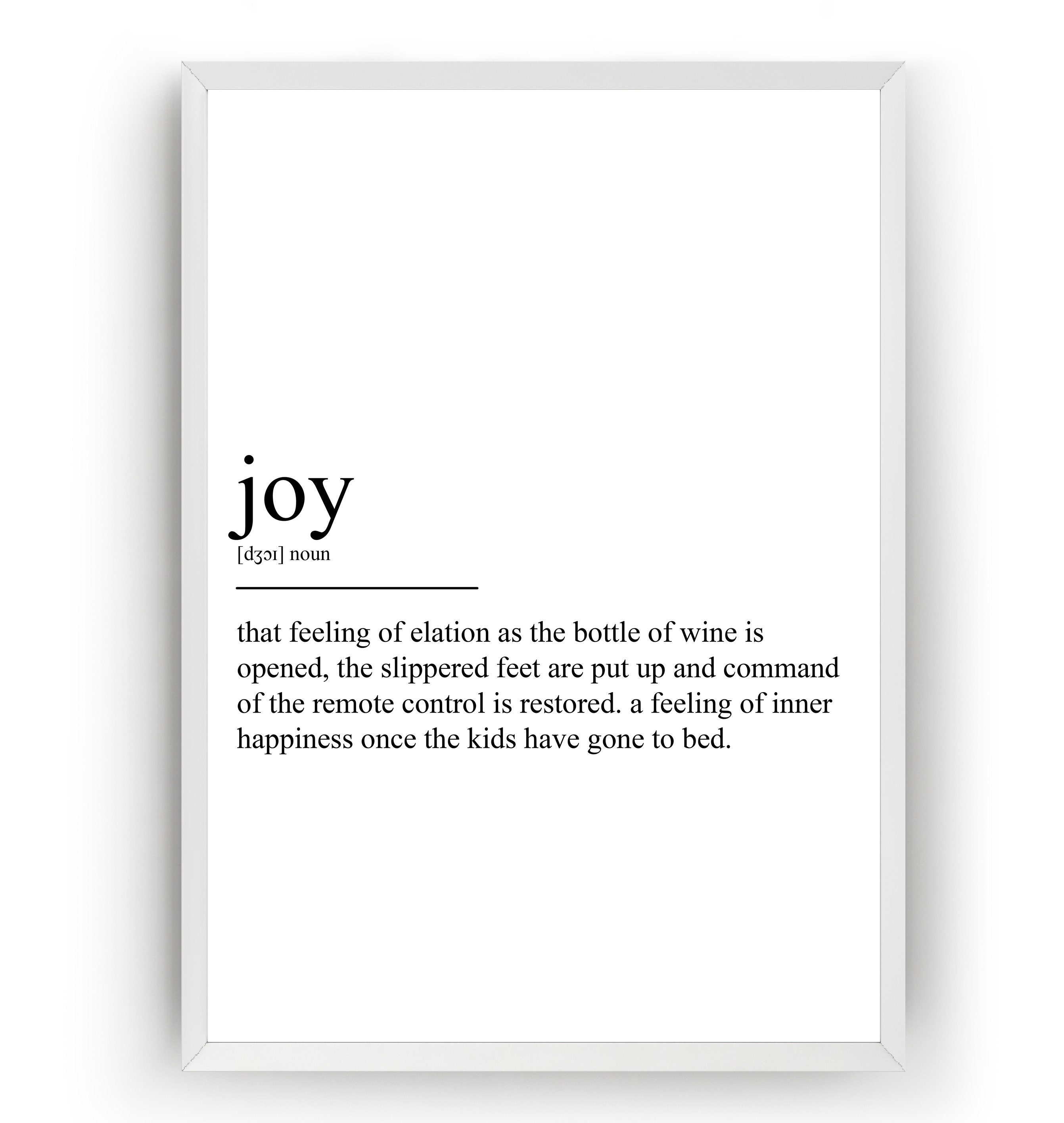 Joy Definition Print Version 2 Etsy