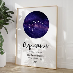 Aquarius Zodiac Astrology Constellation Print
