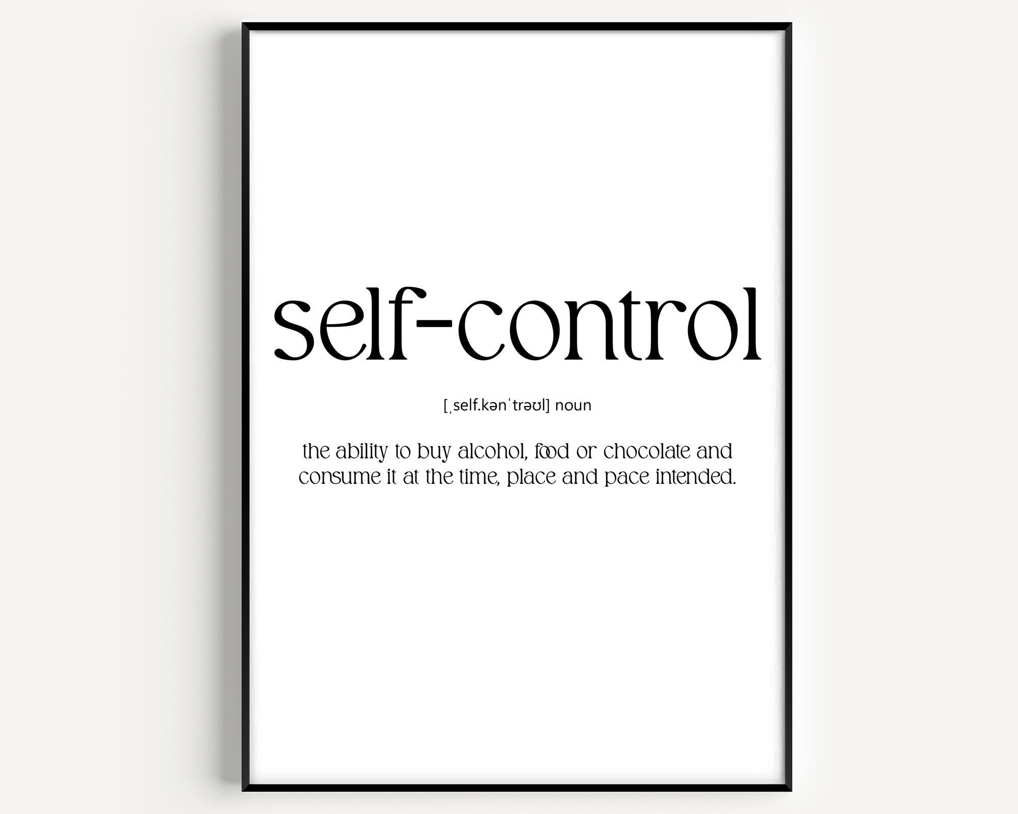 Self Control Definition Print - Etsy