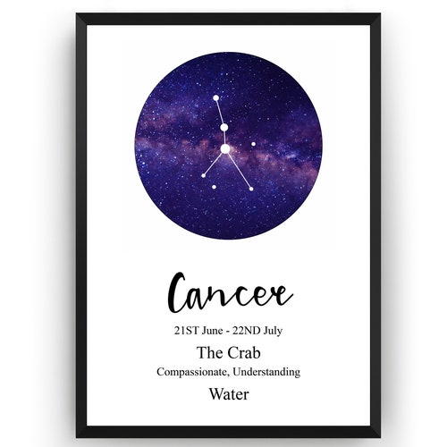 Cancer Constellation Print Zodiac Sign Wall Art Astrology Etsy