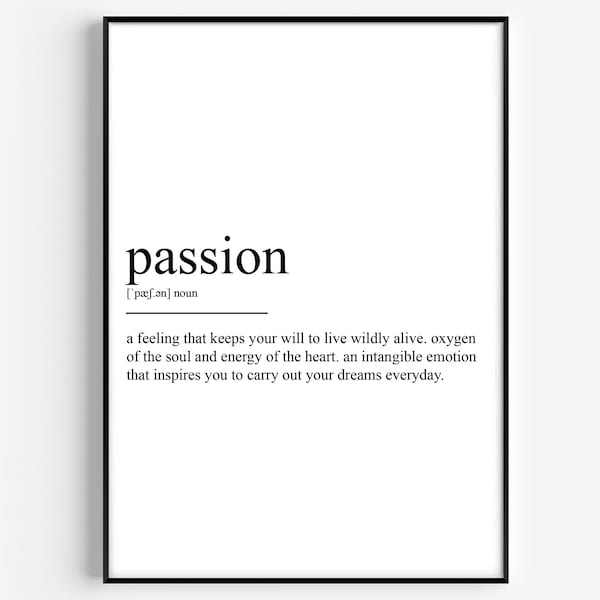 Impresión de definición de pasión
