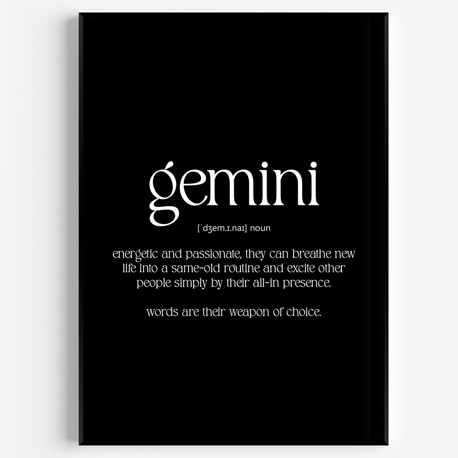 Gemini Definition Print - Etsy Finland
