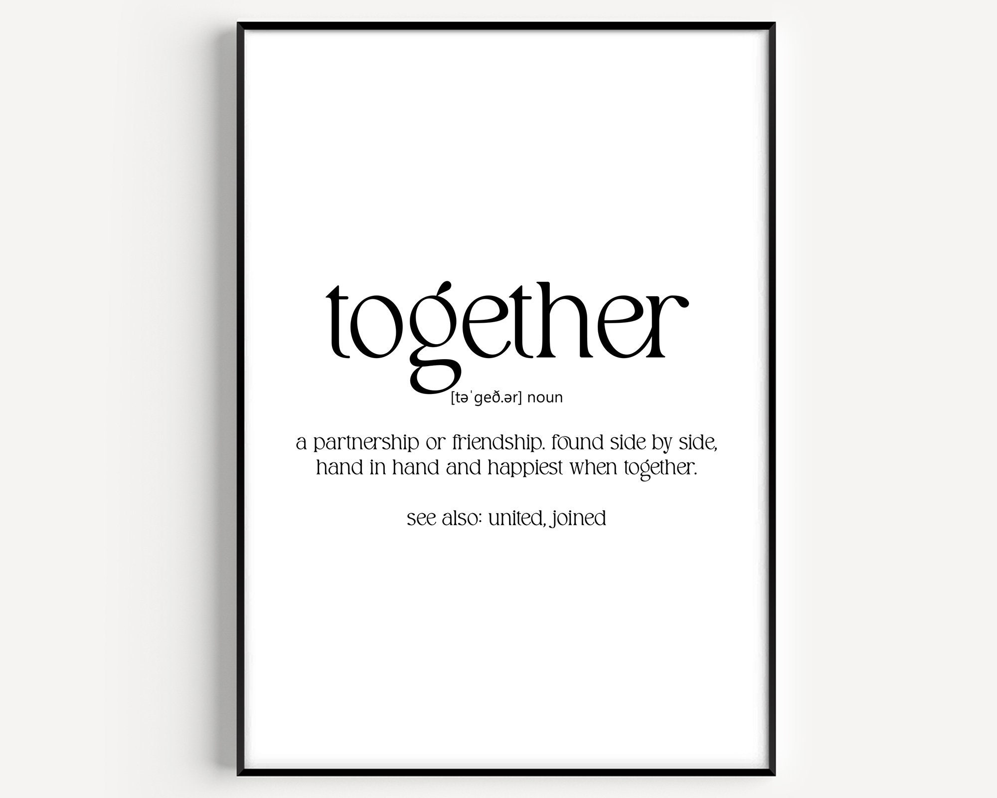 Together Definition Print - Etsy